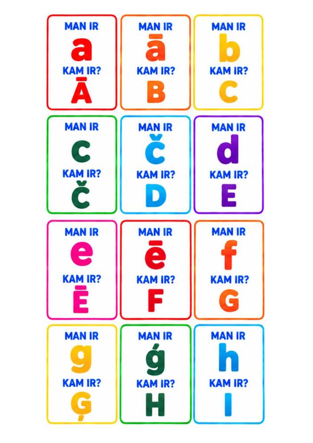 Spēle KAM IR? Ar mazajiem un lielajiem drukātajiem burtiem Spēle KAM IR? Ar mazajiem un lielajiem drukātajiem burtiem