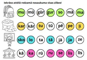 Izkrāso 4 un 5zilbju vārdus! (mazie burti)