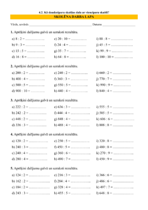 4.2. Kā daudzciparu skaitļus dala ar viencipara skaitli?DL+A