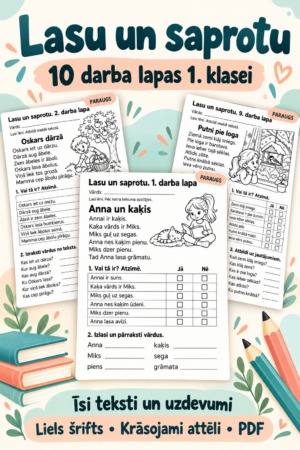 Lasu un saprotu — 10 darba lapas Lasu un saprotu — 10 darba lapas