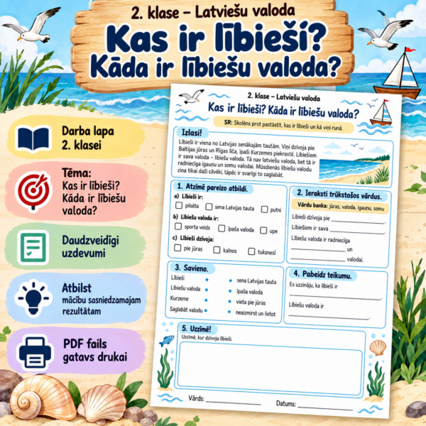 Lībieši un viņu valoda | Darba lapa PDF Lībieši un viņu valoda | Darba lapa PDF