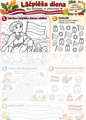 Lāčplēša diena. Darba lapas sākumskolai.